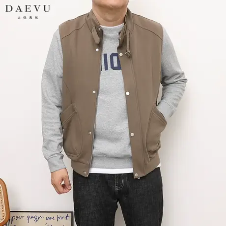 DAEVU秋新款简约潮胖子加肥加大码男士短款立领针织商务坎肩马甲图片