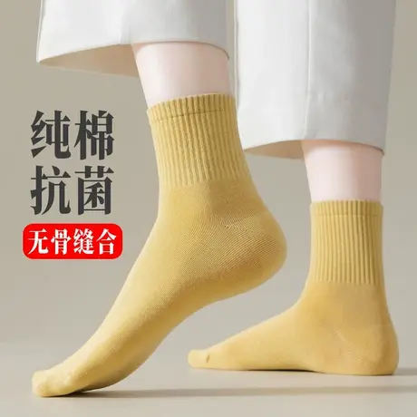 纯棉袜子女春秋款中短筒潮全棉女孩大童学生配运动鞋小白鞋的娃子商品大图