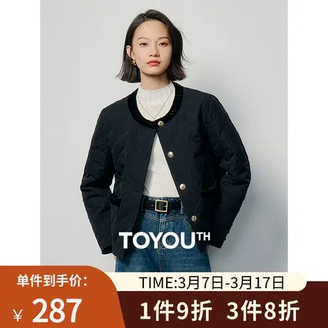 TOYOUTH初语法式小香风菱格棉衣棉服女2024年春季新款气质薄外套商品大图