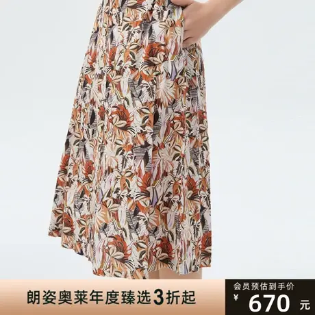 LANCY/朗姿夏季新款半身裙女夏a字印花短裙子高腰设计感显瘦图片