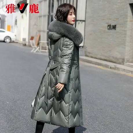 雅鹿大狐狸毛领羽绒服女中长款2022冬季新款时尚妈妈款修身外套潮商品大图