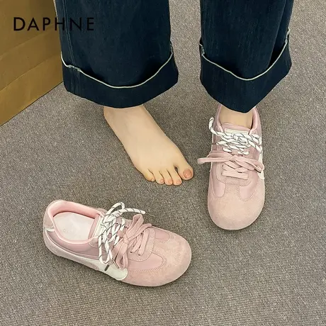 达芙妮粉色芭蕾德训鞋女2025新款圆头丑萌泡芙鞋春夏多巴胺阿鞋甘商品大图