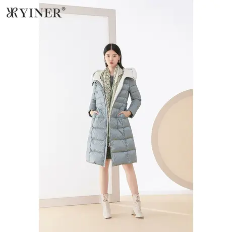 YINER音儿女装2020冬季新款水貂毛领加厚白鹅绒羽绒服图片