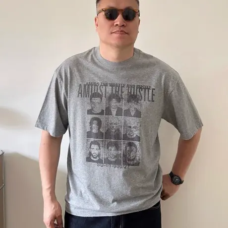 DAEVU夏季大码男装中灰色年青潮款加肥加大男士圆领短袖t恤半袖商品大图