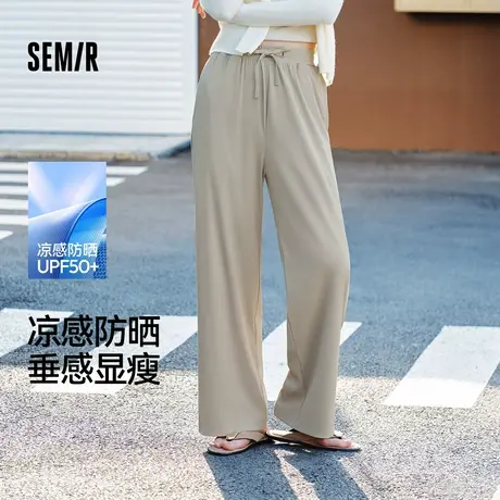 森马休闲裤女防晒裤子女款黑色2025夏季新款阔腿裤宽松速干裤长裤商品大图