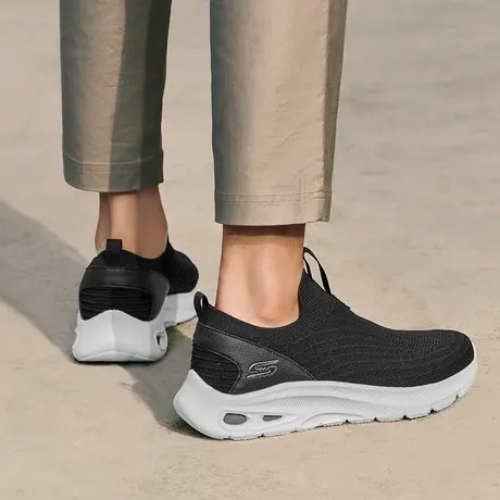 Skechers斯凯奇夏季男鞋一脚蹬健步鞋纯色百搭舒适透气休闲运动鞋商品大图