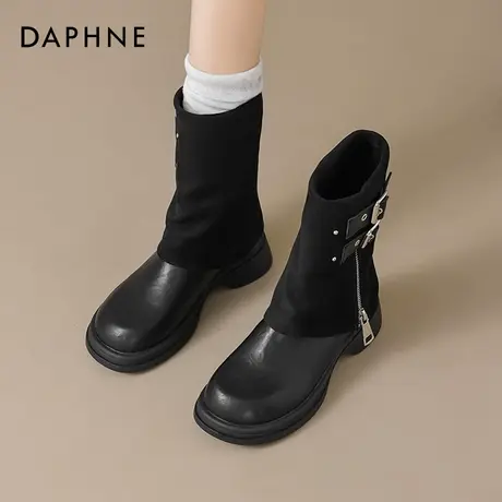 达芙妮女团风短靴女2025新款巨好看中筒辣妹靴子女夏厚底配裙女靴商品大图