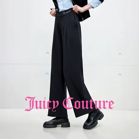 Juicy Couture橘滋休闲裤女2025年秋季新款黑色直筒刺绣西裤长裤商品大图
