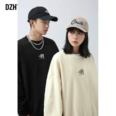 男士美式圆领卫衣男春秋款上衣情侣装秋款男装新款摇粒绒外套潮牌商品大图