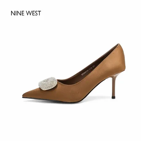 Nine West/玖熙法式不累脚真皮尖头细跟单鞋绝美高级真丝高跟鞋女商品大图