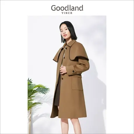 音儿美地女装2022冬季新款长款纯羊毛双面呢大衣高级感商品大图