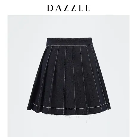 DAZZLE地素奥莱夏季小众校园风百褶JK裙牛仔半身裙女图片