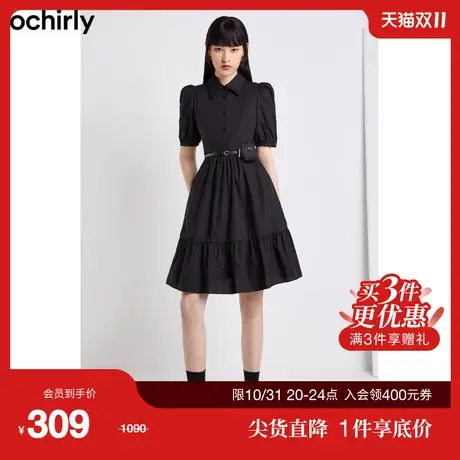 【首降】欧时力新款夏装腰带腰包娃娃裙短袖连衣裙1WC2087860图片