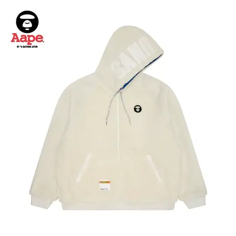 Aape旗舰店男装秋冬双面穿绒面猿颜字母刺绣插肩卫衣外套A370XAL商品大图