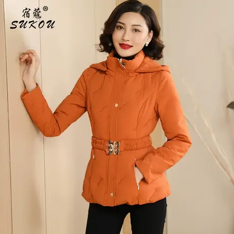 带帽短款羽绒服女小个子2023年冬装冬新款气质修身保暖白鸭绒外套商品大图