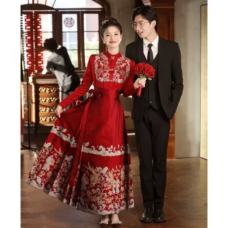马面裙敬酒服新娘新中式婚服订婚礼服裙套装结婚旗袍改良加厚冬季图片