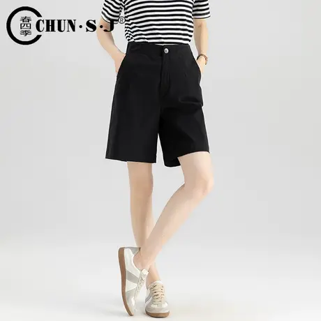 四分裤休闲短裤女夏季高腰2024新款小个子显瘦百搭宽松直筒五分裤商品大图