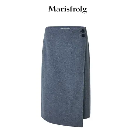 【言选好物】玛丝菲尔冬季新款羊毛灰色百搭a字半身裙裙子女商品大图