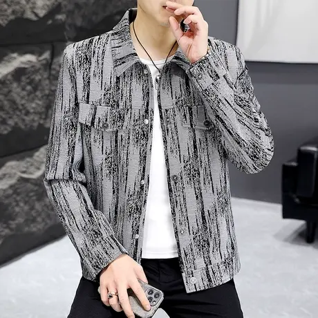 扎染撞色男装短款外套男士秋潮牌高级感痞帅时尚高街复古工装夹克商品大图