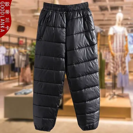 加大码中老年妈妈羽绒棉裤女外穿宽松老年人冬季加厚保暖束脚棉裤商品大图