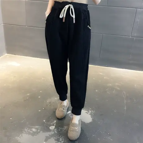 冬季加绒束脚运动裤女休闲裤卫裤2023新款哈伦裤加厚外穿秋冬长裤图片