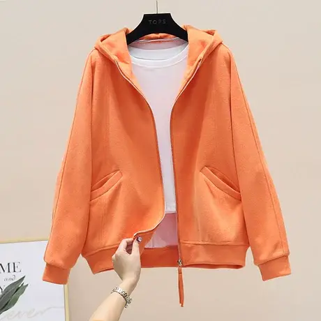 2023春装短款韩版连帽拉链卫衣开衫外套女糖果色春秋夹克衫外套潮商品大图
