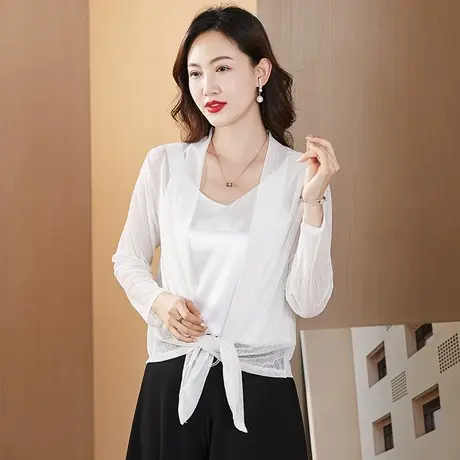 冰丝披肩网纱防晒衣女配裙子薄款上衣夏装短款开衫大码空调衫外搭商品大图