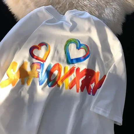 白色短袖t恤女2024夏季宽松港味chic设计感小众打底衫上衣服潮ins图片