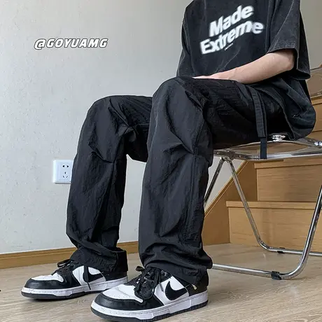 速干伞兵裤子男款夏季薄款潮牌大码男士直筒宽松秋季工装休闲长裤商品大图