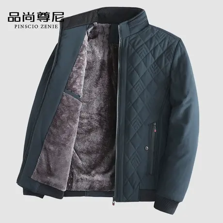 男士加绒外套冬季2022新款中老年爸爸装加厚保暖立领商务通勤夹克图片