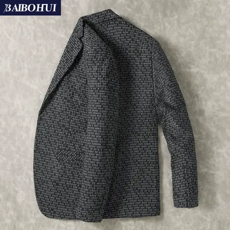 男士西装外套韩版修身秋季新款千鸟格帅气休闲小西服男单件上衣潮商品大图