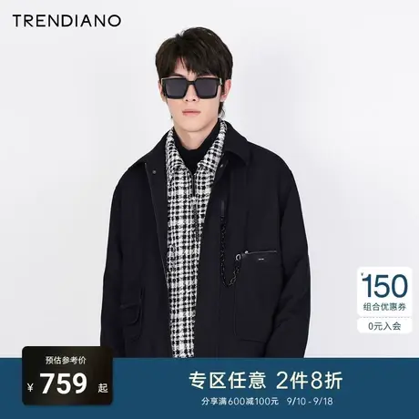 TRENDIANO官方潮牌新款秋冬男装可拆卸卡包斜纹休闲夹克外套商品大图