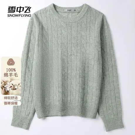 雪中飞2024春秋新款100%纯羊毛针织衫女士圆领糖果色羊毛衫复古图片