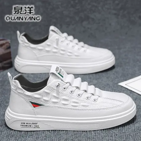 男鞋春季一脚蹬防滑工作上班男士皮鞋软底运动小白板鞋平底休闲鞋商品大图