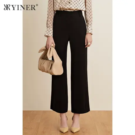 YINER音儿女装夏季时尚通勤风黑色长款休闲裤商品大图
