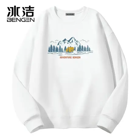 冰洁圆领卫衣男士春季新款美式外套上衣服宽松情侣装无帽打底衫商品大图