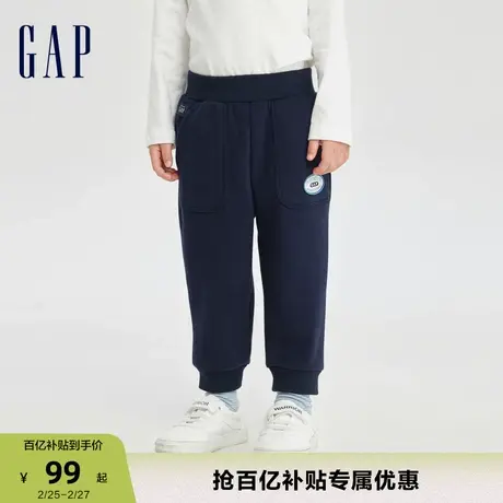Gap女幼童秋冬LOGO宽松天鹅绒微弹束脚裤儿童装洋气卫裤799273商品大图