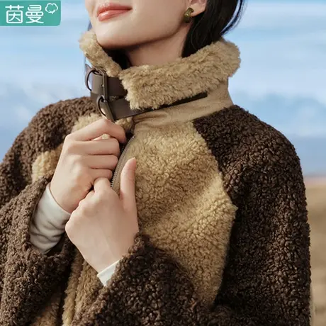 茵曼羊羔毛外套女2024新款初秋季棉衣棉服加厚棉袄春冬小个子洋气图片