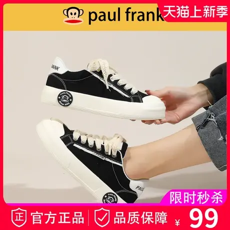 大嘴猴黑色帆布鞋女款2024年春秋季厚底布鞋运动休闲板鞋球鞋子商品大图