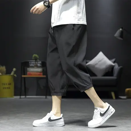 冰丝七分裤子男生休闲短裤男款夏季薄款潮牌宽松运动速干六分中裤商品大图