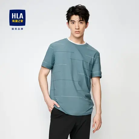 HLA/海澜之家含桑蚕丝短袖T恤2023春夏圆领修身弹力短袖男商品大图