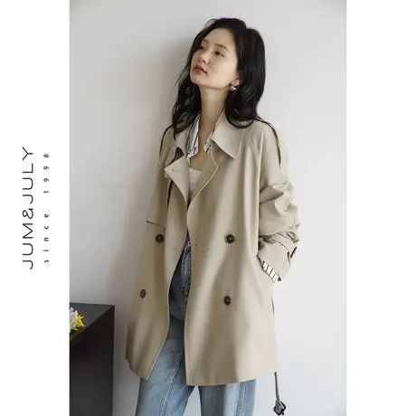 嘉茱莉2023新款高级感风衣女英伦小个子chic中长款外套休闲春秋图片