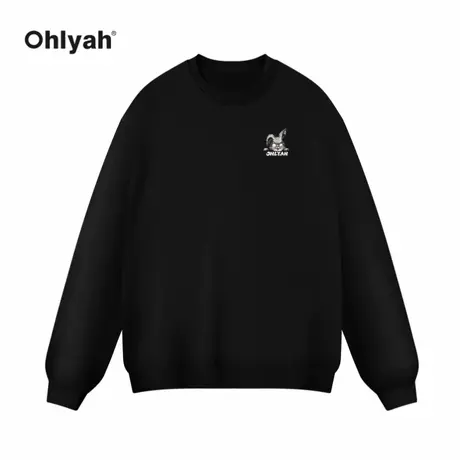 Ohlyah纯棉兔子卫衣女潮学院风穿搭上衣2023秋季新款无帽潮牌外套商品大图