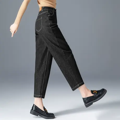 黑色牛仔裤女2023年新款春秋女裤妈妈裤子秋冬宽松九分萝卜哈伦裤商品大图