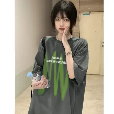 美式高街hiphop设计感小众纯棉短袖t恤女夏季2023新款半袖上衣ins商品大图