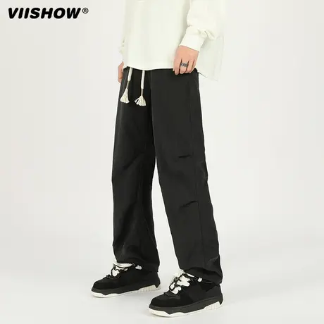 VIISHOW美式复古裤子男秋季高级感潮牌伞兵裤宽松直筒休闲运动裤图片