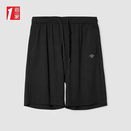 海一家抽绳松紧腰直筒裤2023夏季新款印花舒适运动日常休闲中裤男商品大图