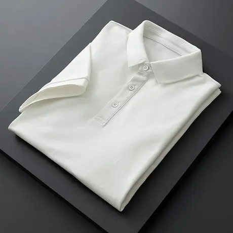 夏季薄款翻领立领纯棉商务POLO衫休闲短袖男士2023新款上衣服男装商品大图