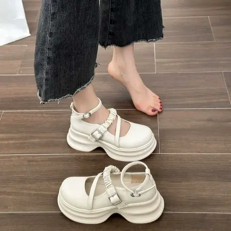永希单鞋女2023年夏季新款浅口玛丽珍鞋粗跟英伦风jk复古小皮鞋潮商品大图