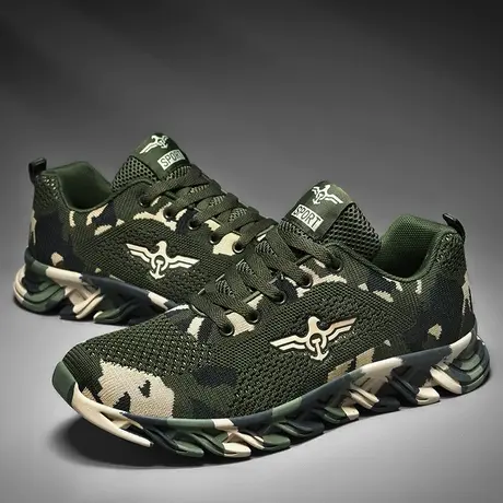 夏季透气迷彩鞋女军绿大码旅游鞋学生军训鞋子女耐磨运动跑步鞋男商品大图